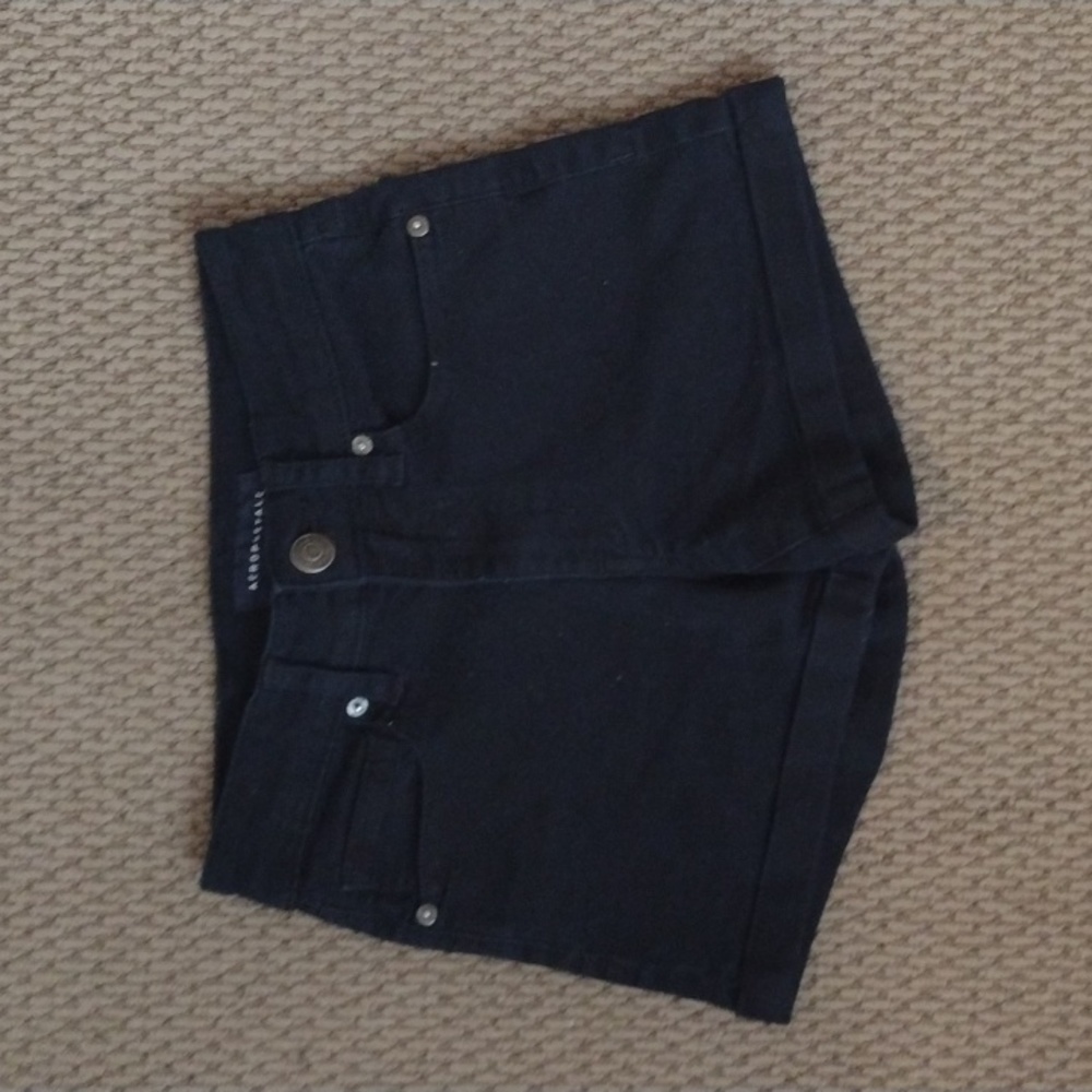 Aeropostale High Rise Midi Black Jean Shorts